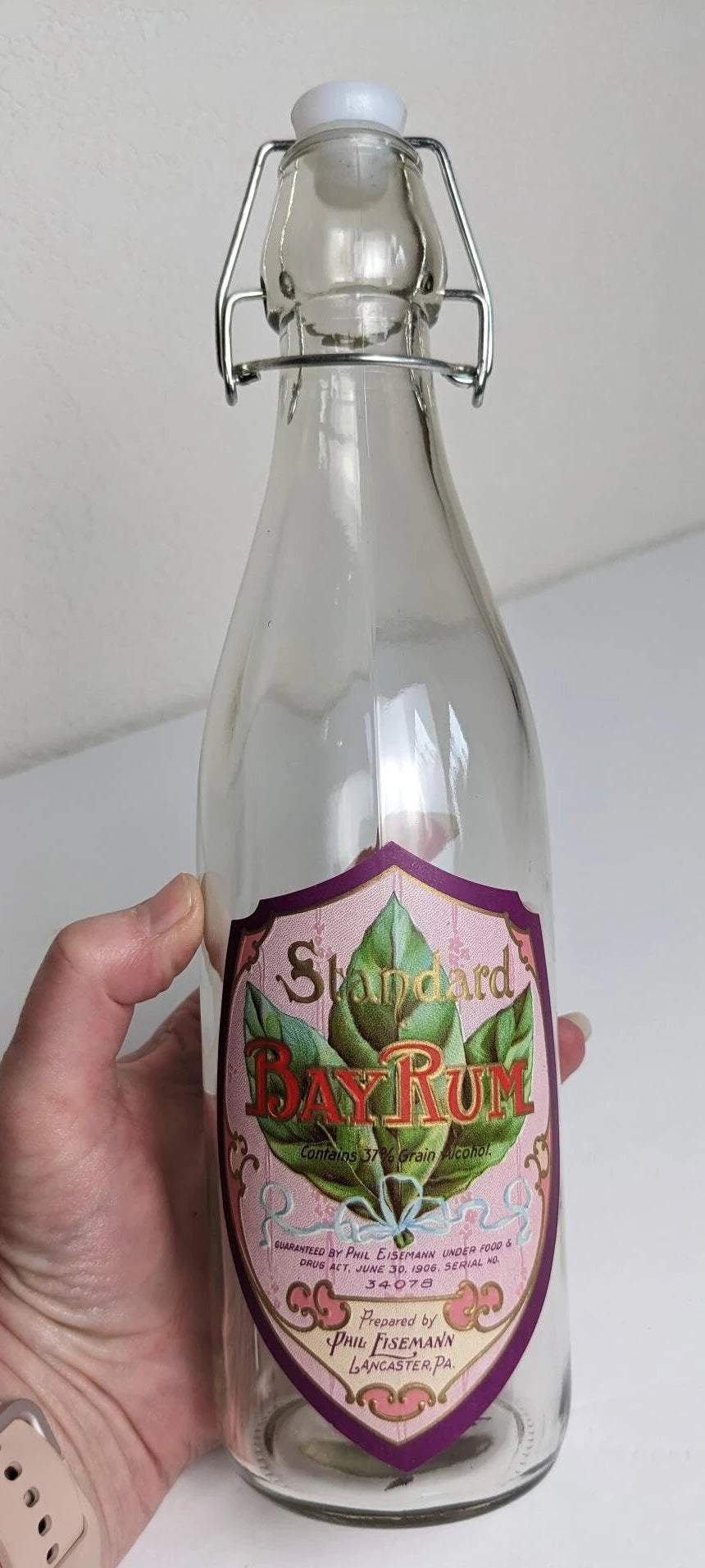 Vintage Antique Style Liquor Bottles - Bay Rum and Corn Whiskey Labels