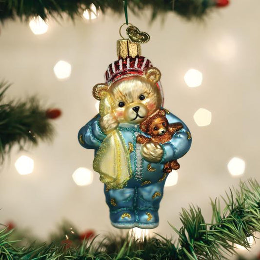 Sleepy Bear Old World Christmas Retired Glass Ornament