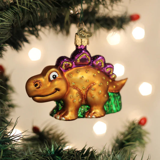 A-Roarable Stegosaurus Dinosaur Blown Glass Tree Ornament by Old World Christmas\