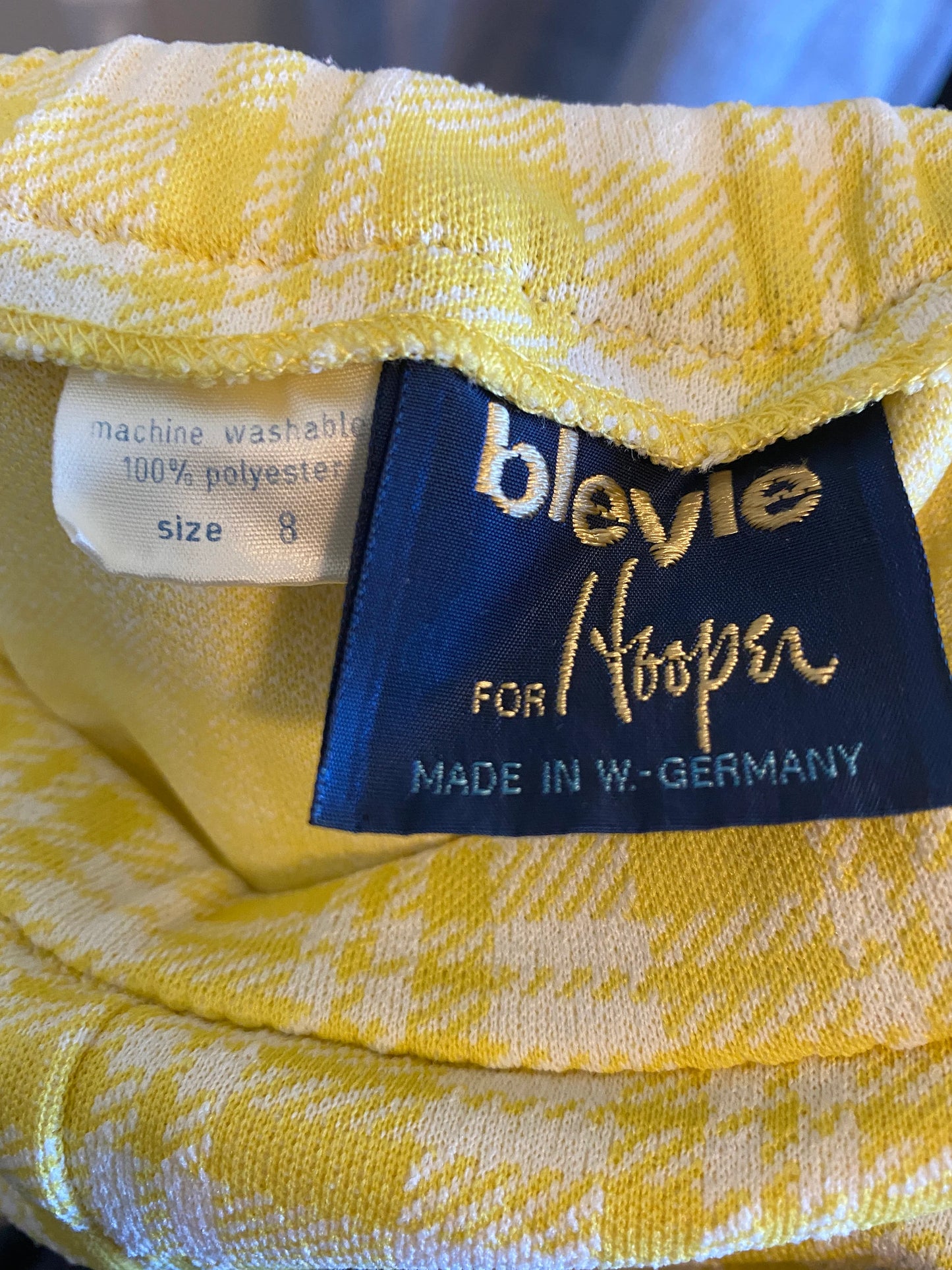 Vintage Women's Yellow Blouse, Yellow Scarf, Denim Jacket, Denim Skirt