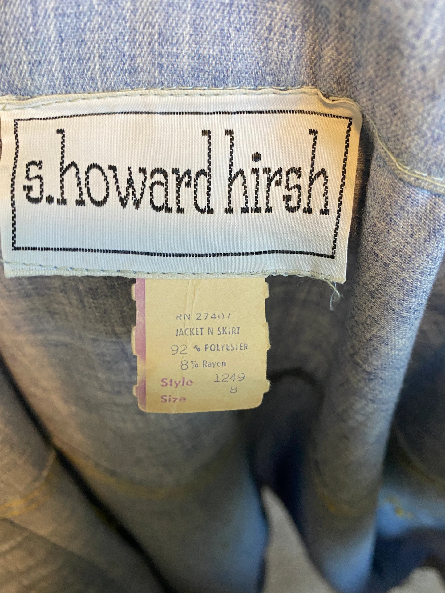 Vintage Women's Yellow Blouse, Yellow Scarf, Denim Jacket, Denim Skirt