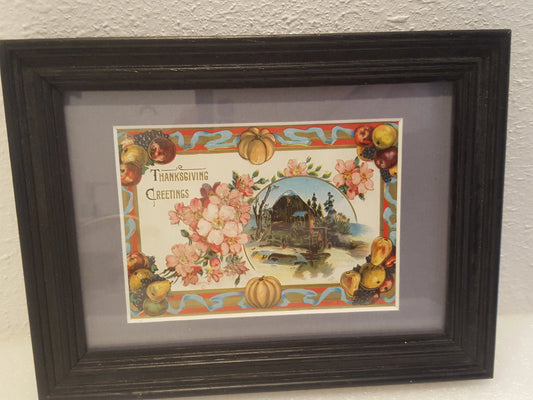 1907 Vintage Framed Thanksgiving Greetings Card