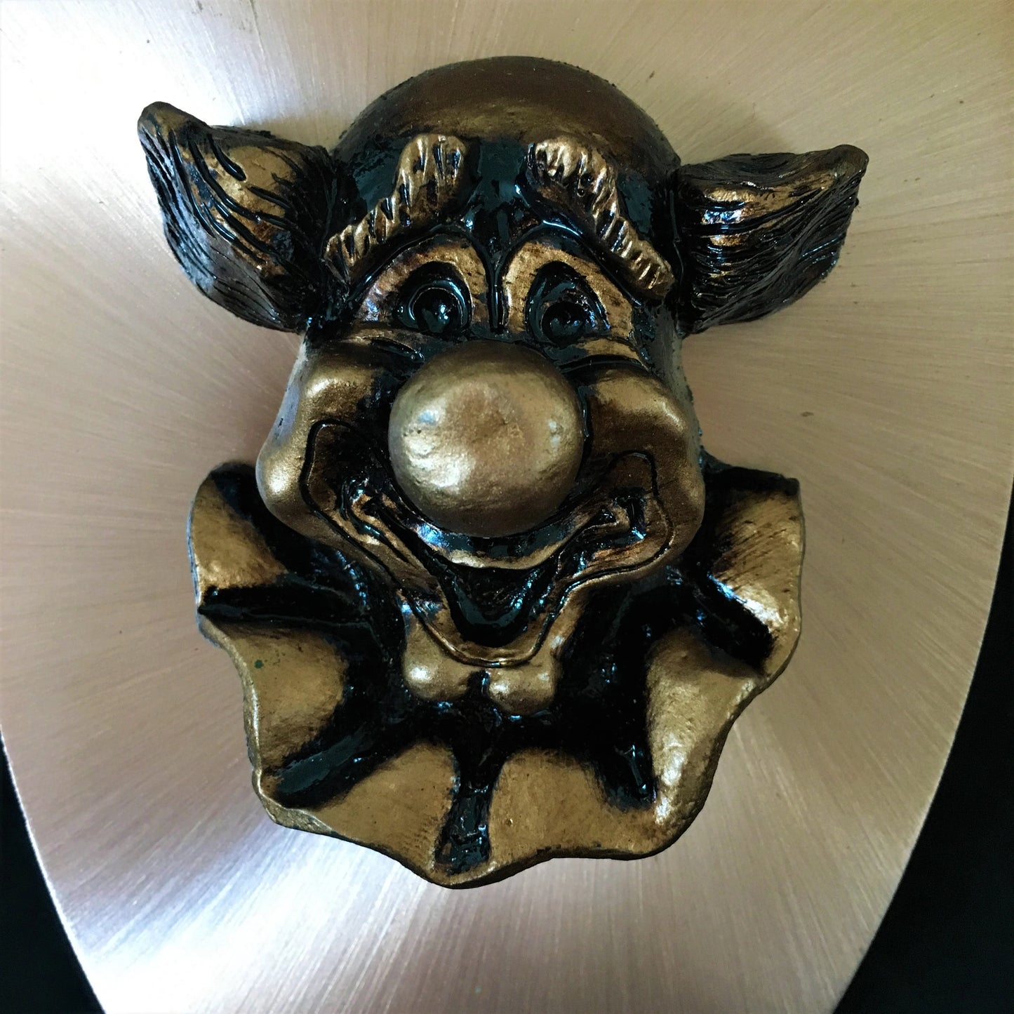 Vintage Bronze 3-D Clown Face Plaque