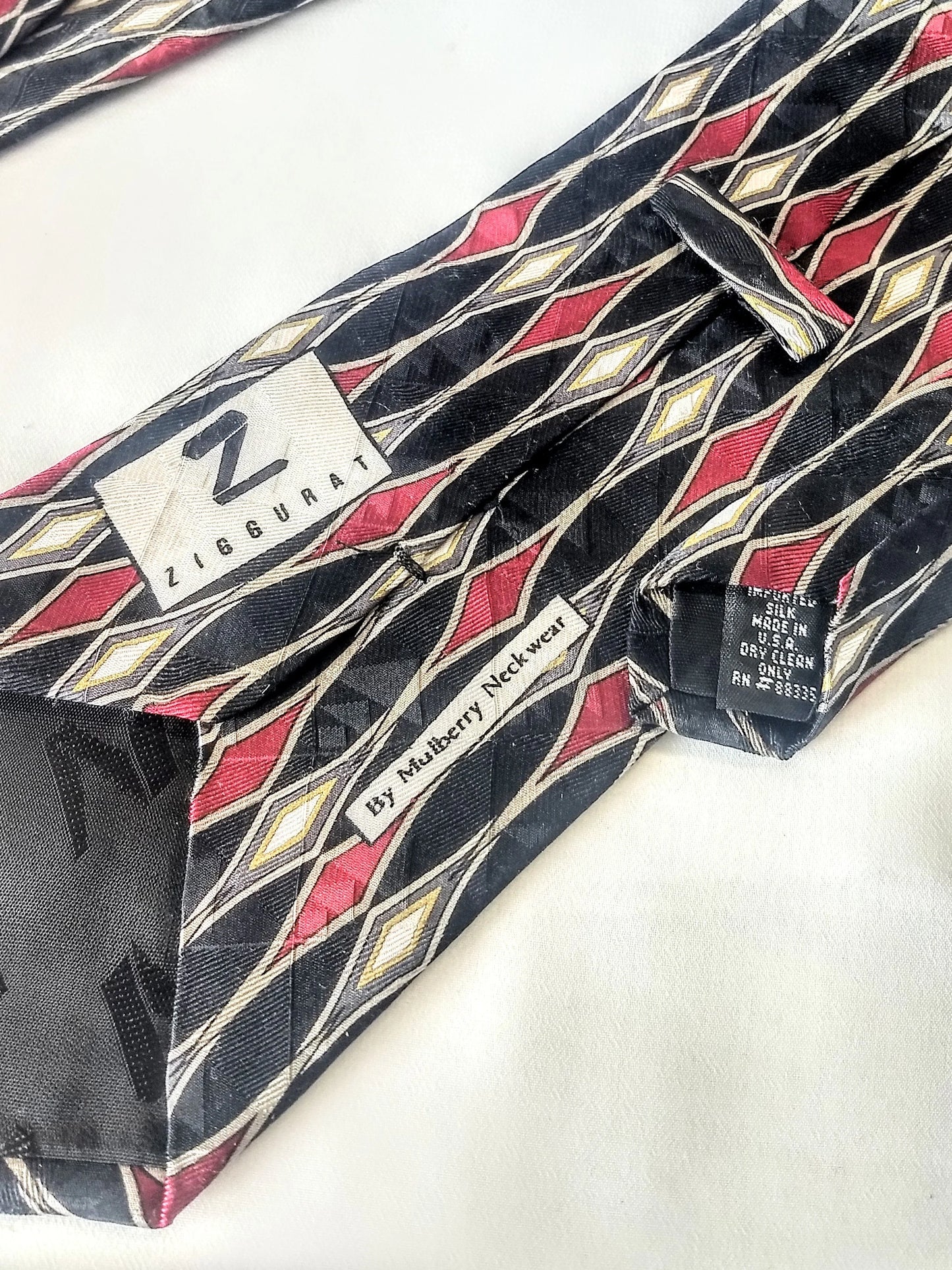 Vintage Men's Ziggurat by Mulberry Silk Tie