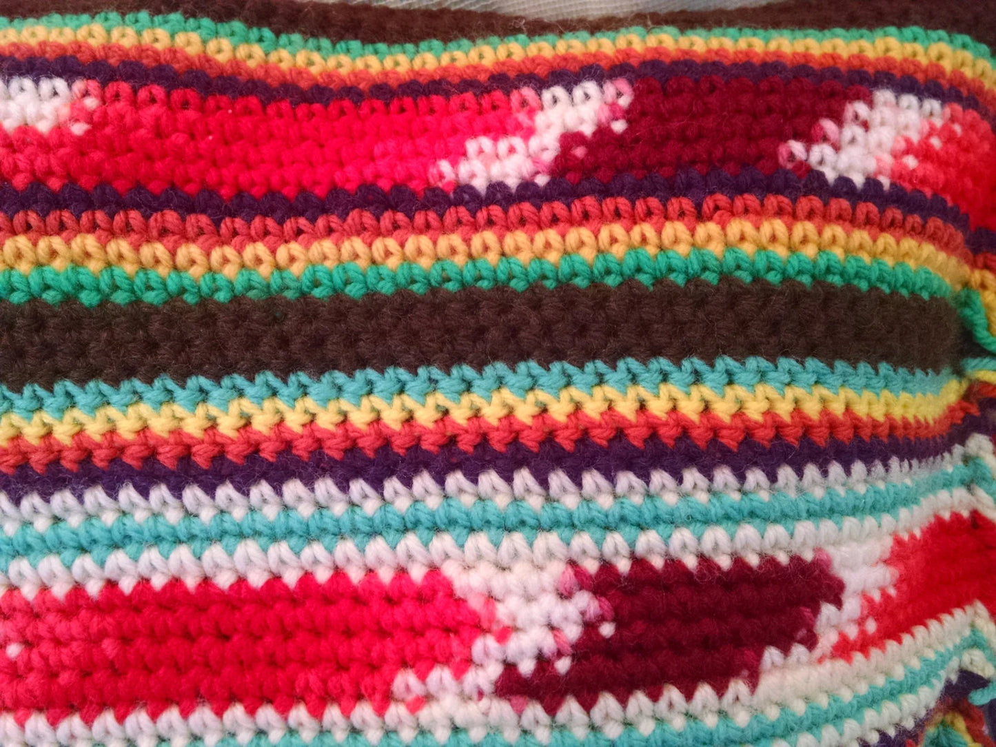 Handmade Crotchet Retro Hippie Pillow