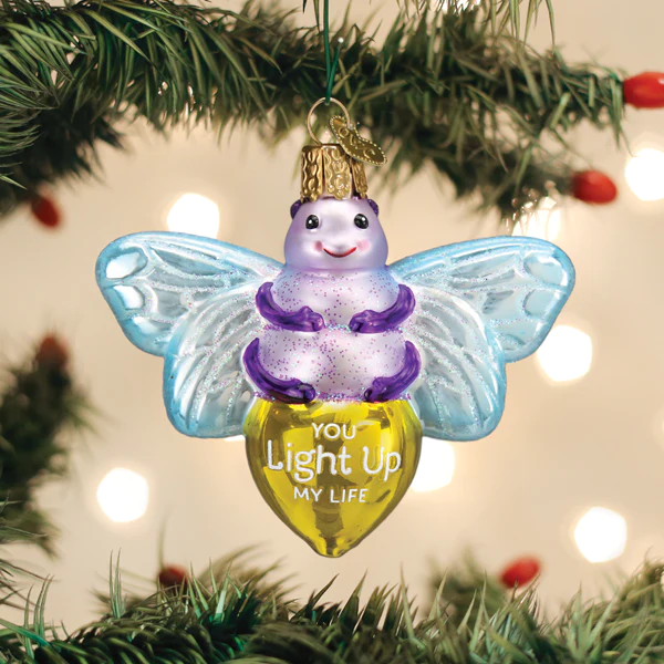 You Light Up My Life Firefly Beetle Blown Glass Hanging Tree Ornament by Old World Christmas