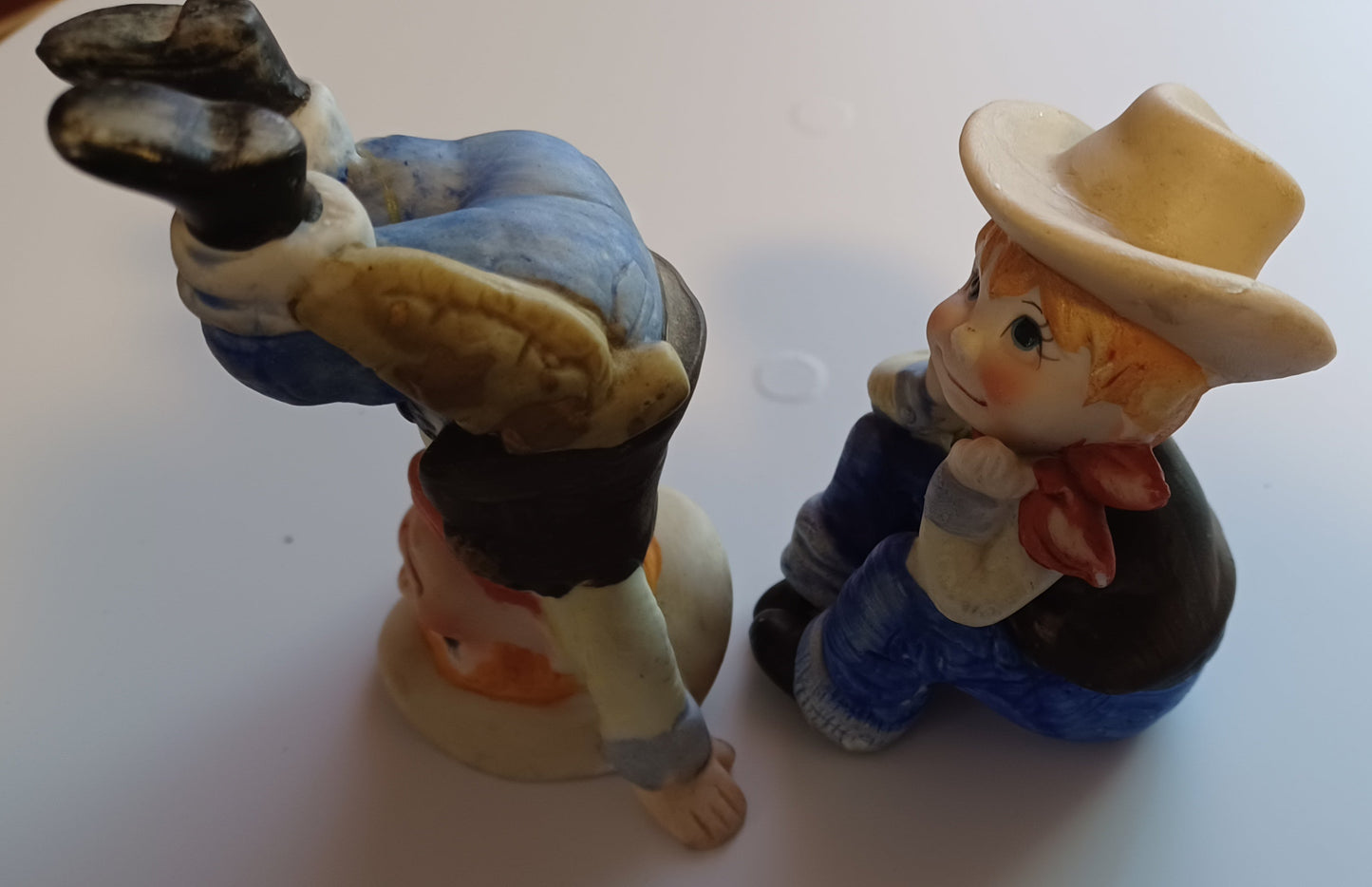 Vintage Toddler Cowboys - set of 2 ceramic figurines