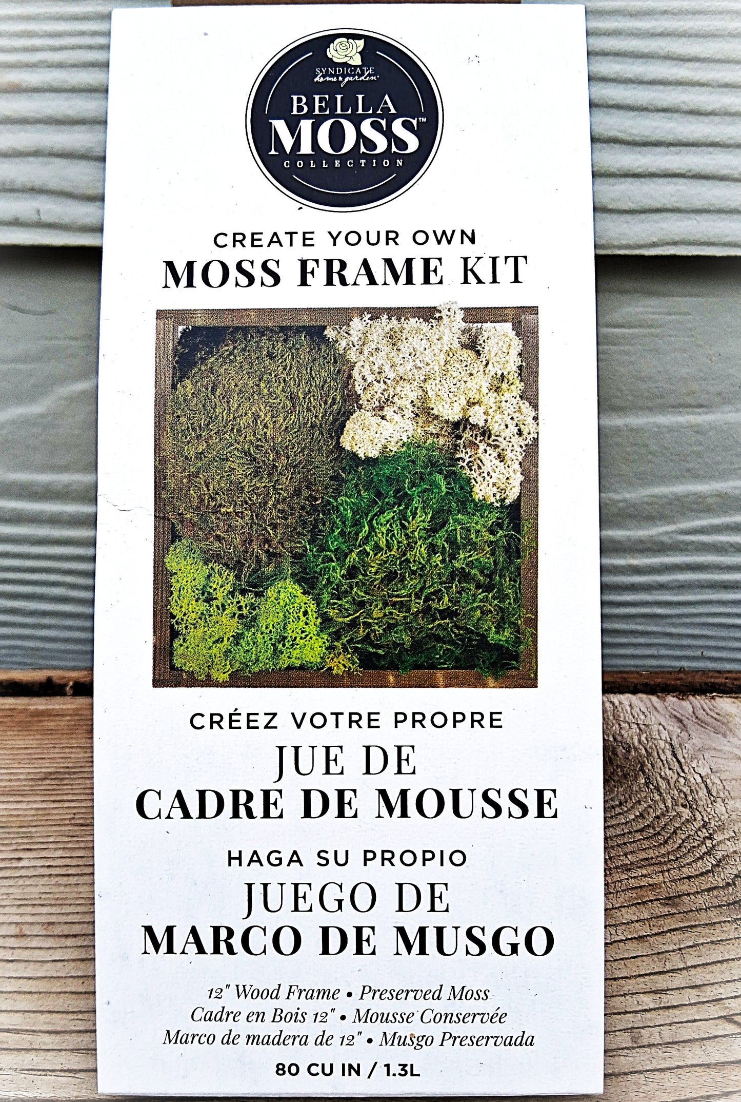 Moss Frame Kit from Bella Moss - 12" wood frame and preserved moss for living wall art - Syndicate Home and Garden