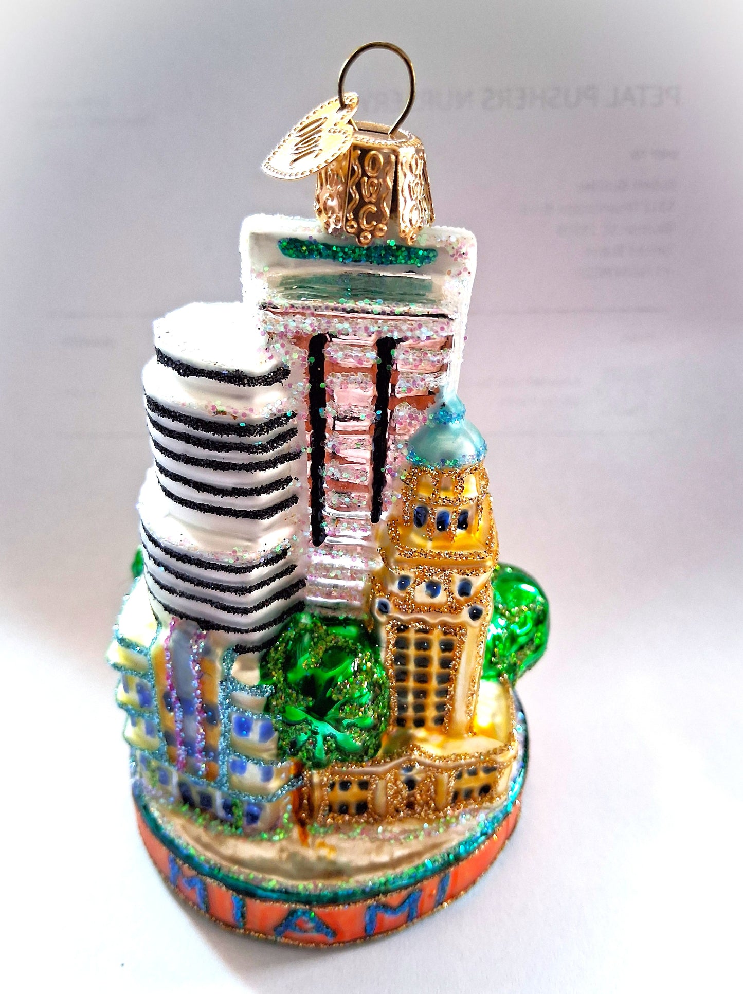 Miami Beach Florida - Blown Glass Tree Ornament by Old World Christmas Beach Collection