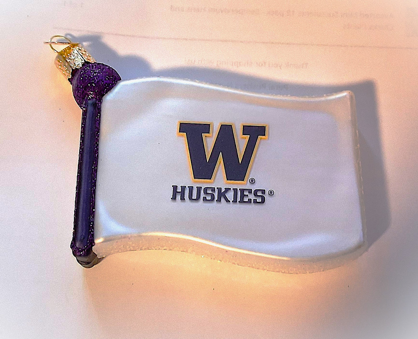 Washington State Huskies Flag - Blown Glass Tree Ornament by Old World Christmas