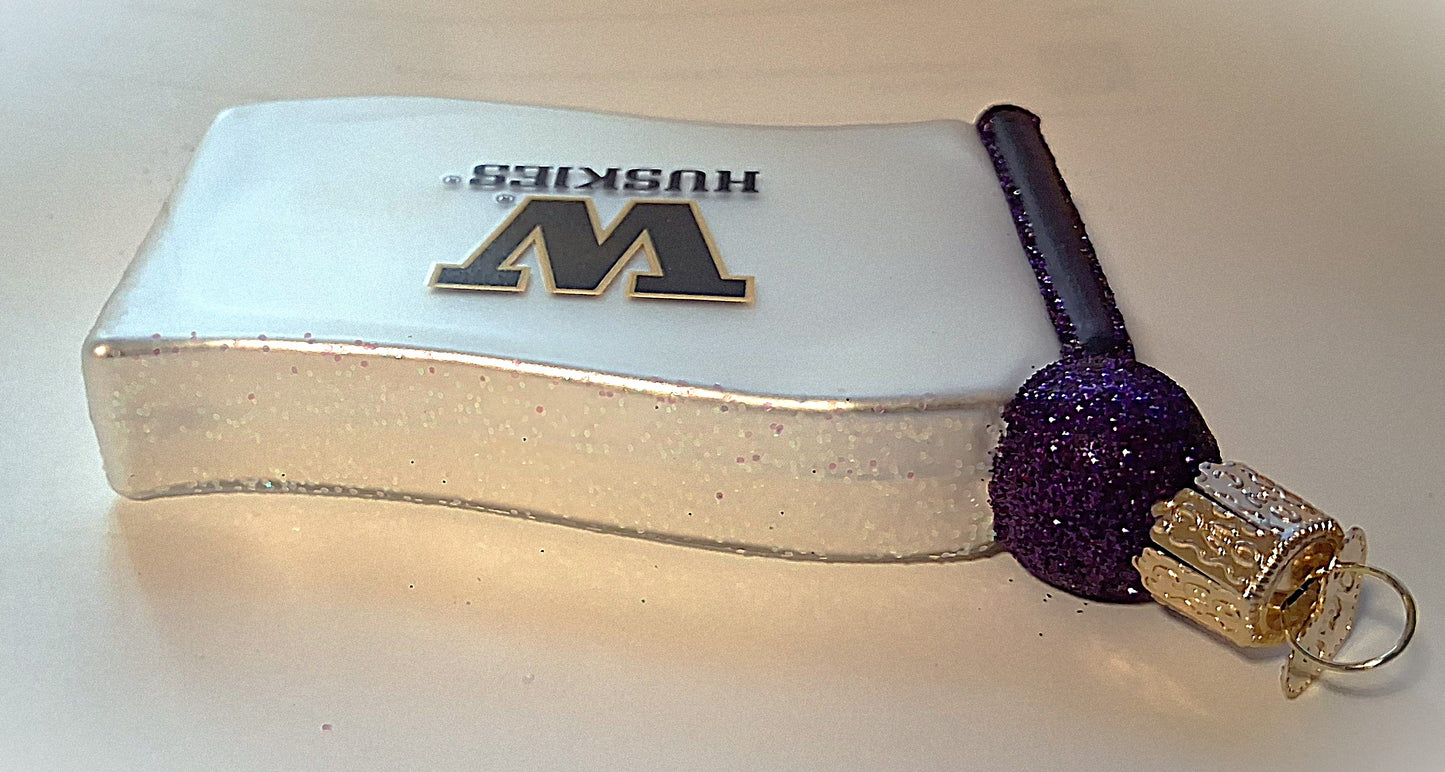 Washington State Huskies Flag - Blown Glass Tree Ornament by Old World Christmas