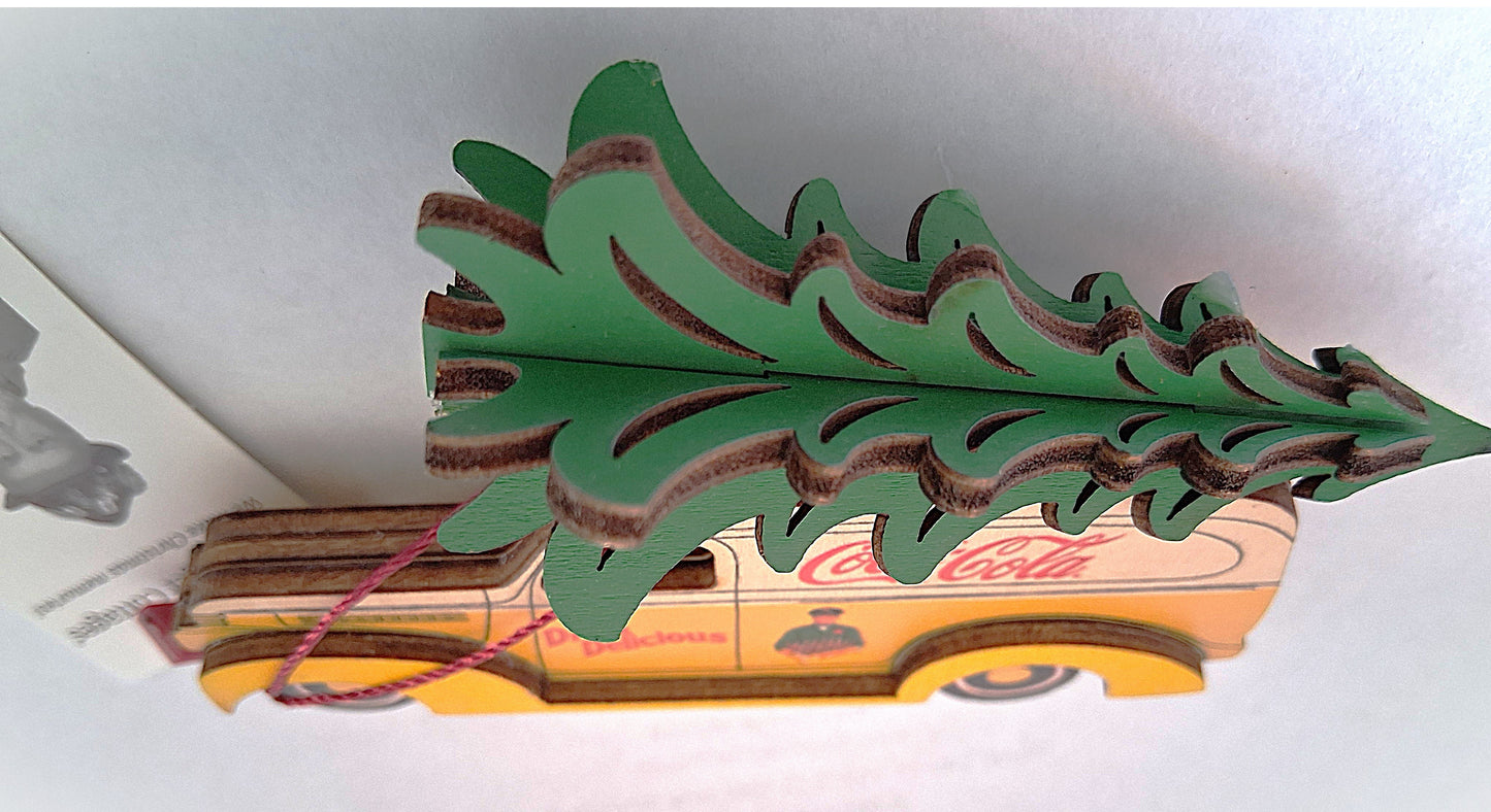 Coca Cola Panel Van - Vintage-themed Wooden Tree Ornament - Ginger Cottages collection