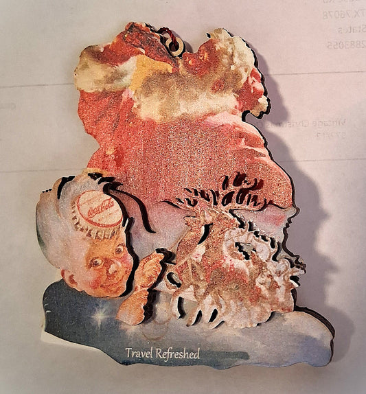 Coca Cola Travel Refreshed - Vintage-themed Wooden Tree Ornament - Ginger Cottages collection