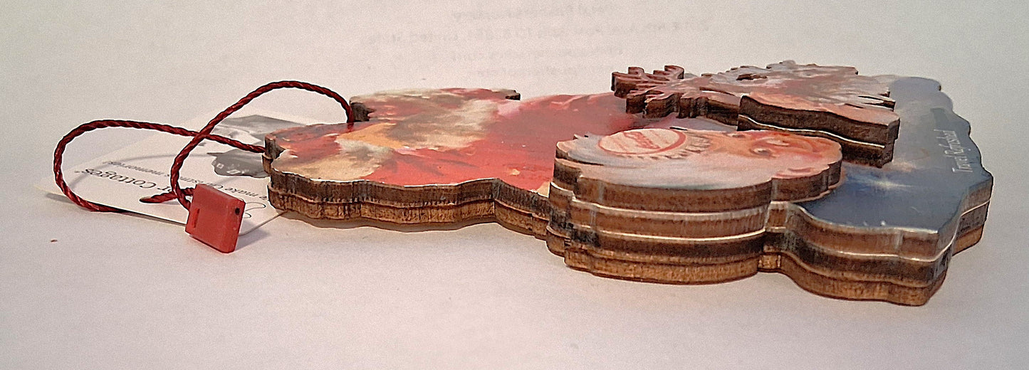 Coca Cola Travel Refreshed - Vintage-themed Wooden Tree Ornament - Ginger Cottages collection
