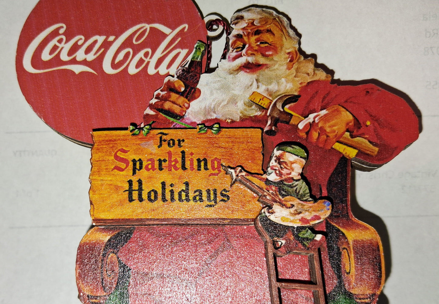 Coca Cola Sparkling Holidays - Vintage-themed Wooden Tree Ornament - Ginger Cottages