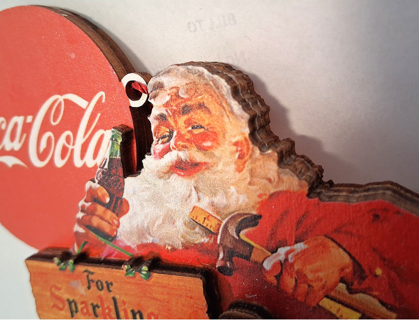 Coca Cola Sparkling Holidays - Vintage-themed Wooden Tree Ornament - Ginger Cottages