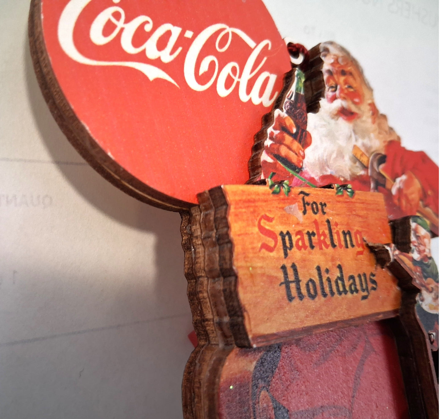 Coca Cola Sparkling Holidays - Vintage-themed Wooden Tree Ornament - Ginger Cottages