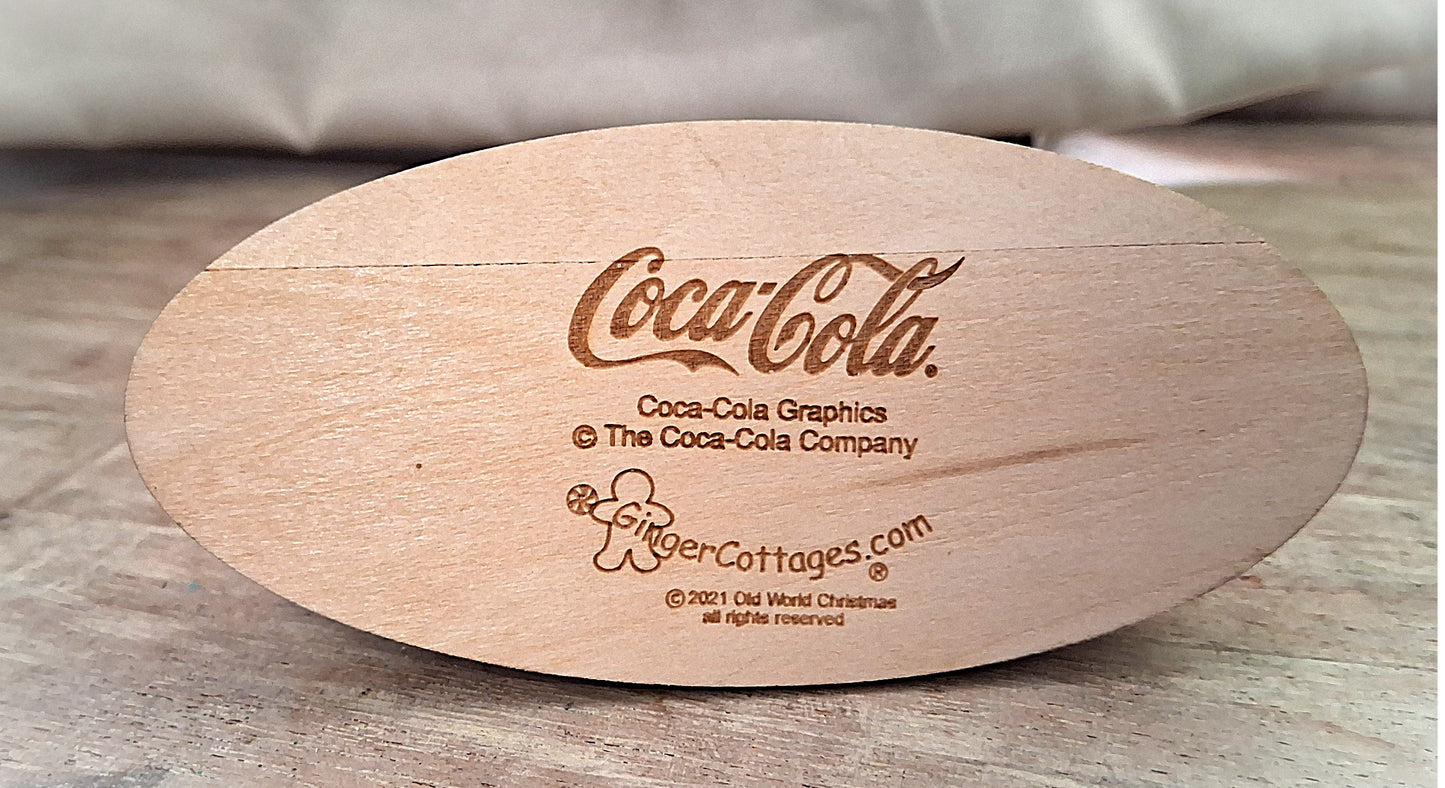 Coca Cola Polar Bear Wooden Christmas Tree Ornament by Ginger Cottages