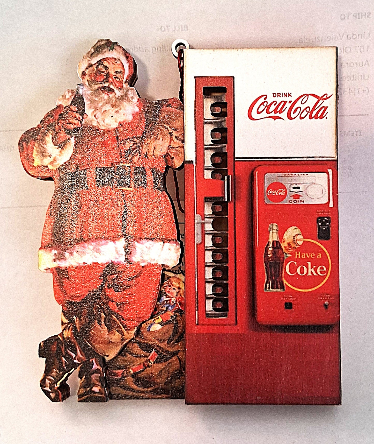 Coca Cola Santa Soda Machine Santa Christmas Tree Ornament by Ginger Cottages
