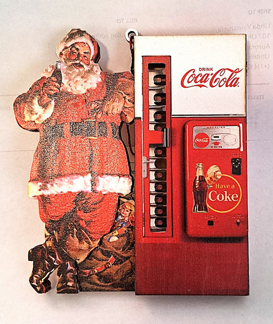 Coca Cola Santa Soda Machine Santa Christmas Tree Ornament by Ginger Cottages