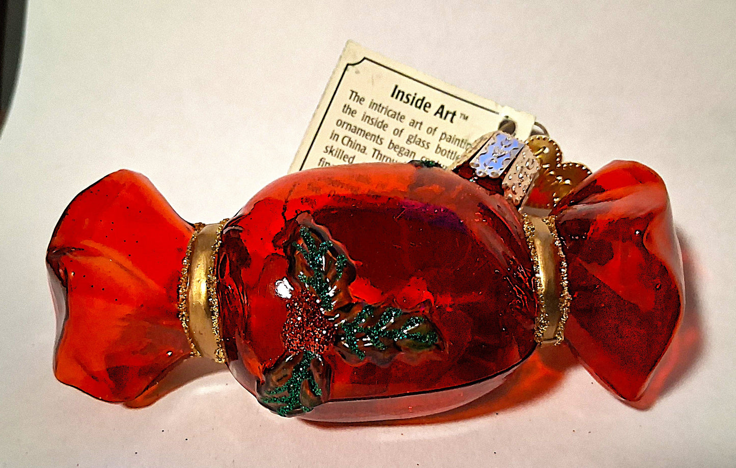 Angel on Tootsie Roll Candy - Inside Art Blown Glass Tree Ornament by Old World Christmas