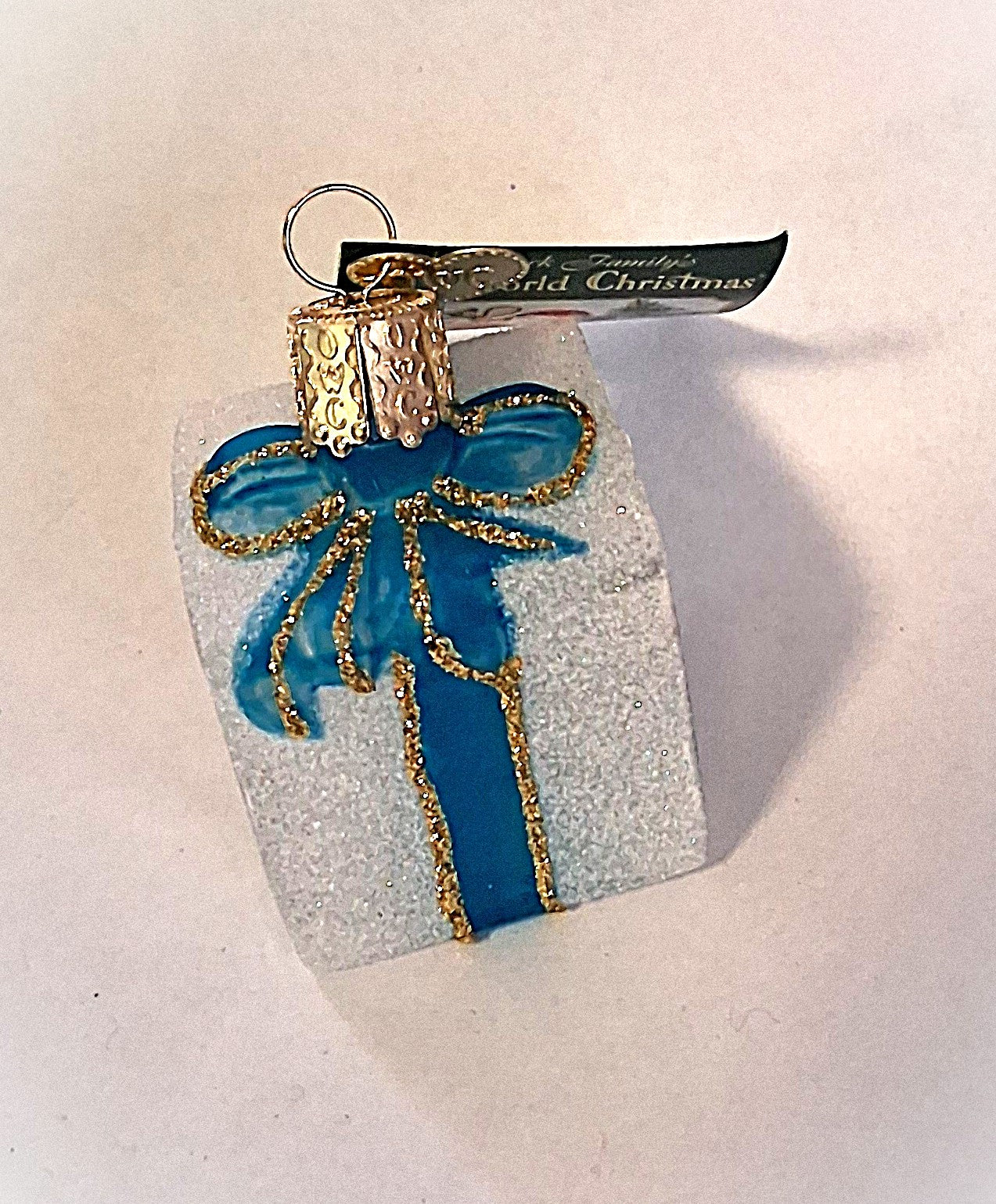 Inside Art Snowman on Glass Cube Gift Box - Tree Ornament by Old World Christmas