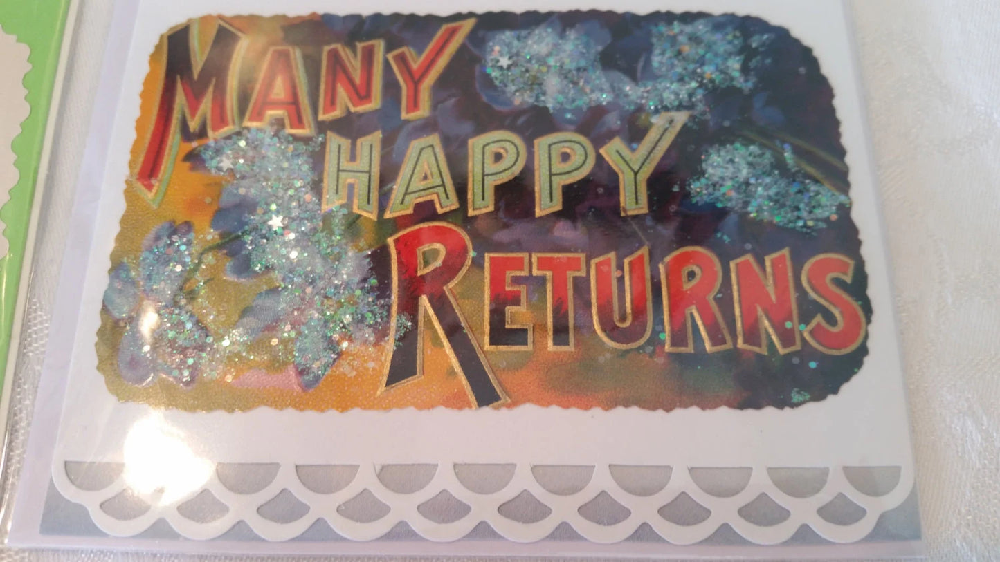 Set of 4 Handmade Vintage Greeting Cards