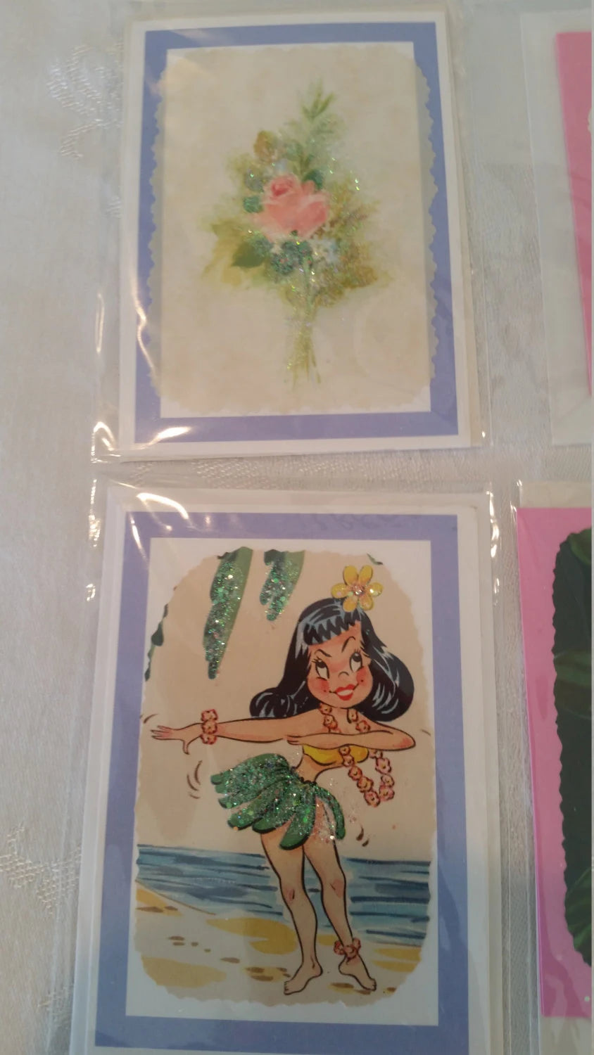 Set of 6 Handmade Vintage Greeting Cards
