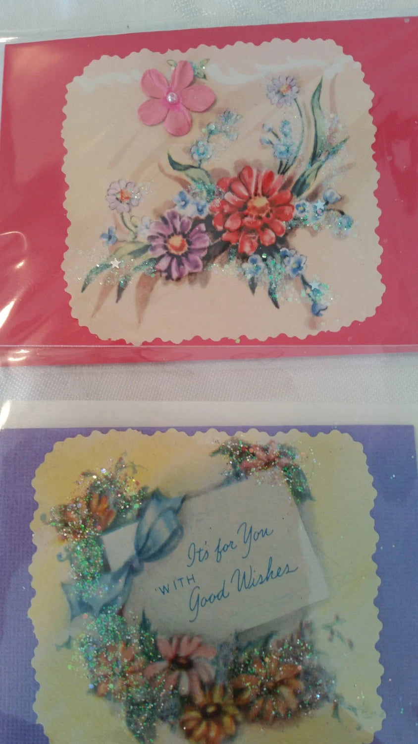 Set of 6 Handmade Vintage Greeting Cards