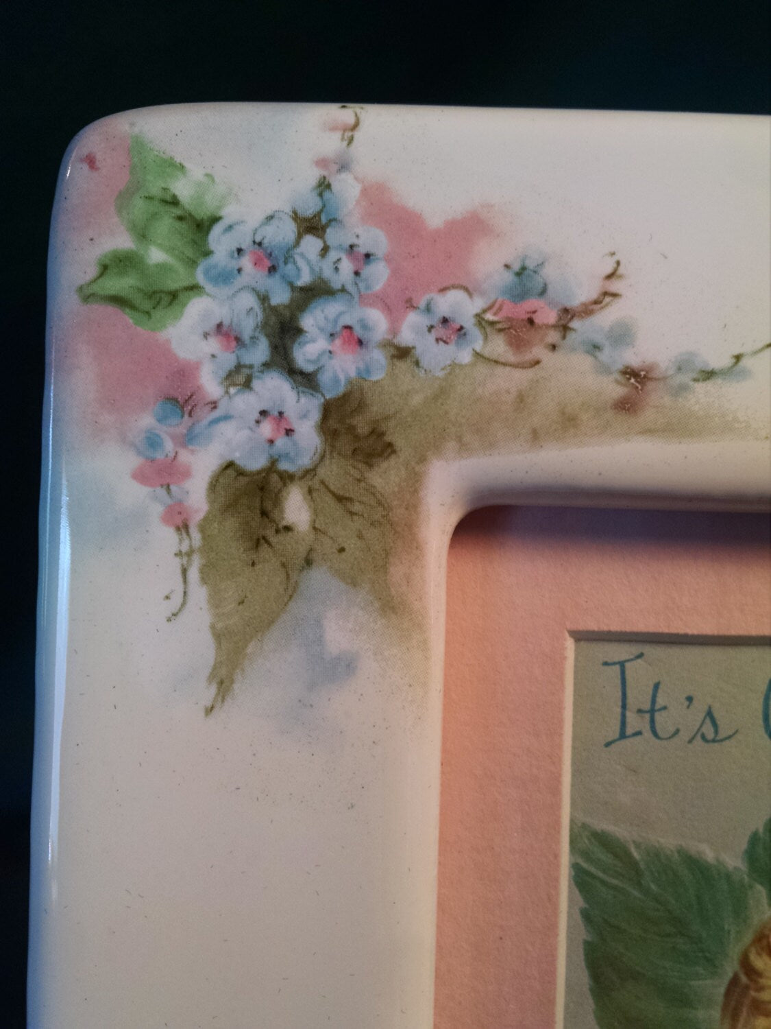 Vintage Baby Girl Greeting Card Framed in Pink
