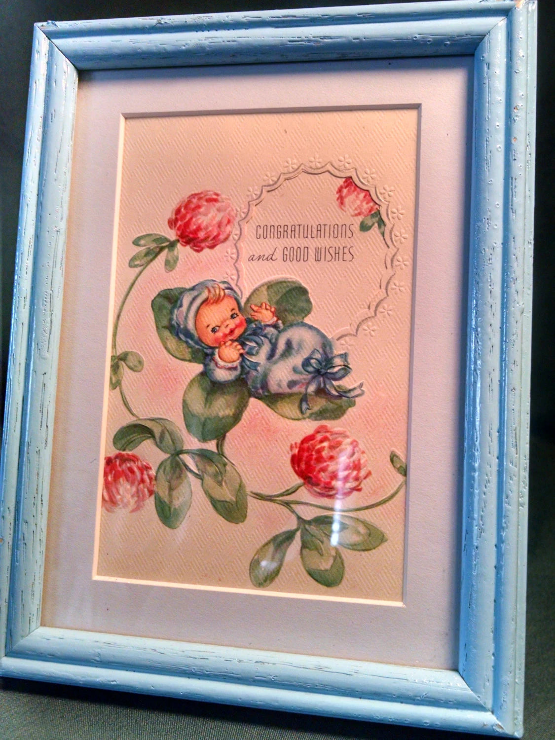 Vintage Framed Print Baby Boy New Baby Gift