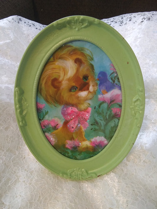 1960's Vintage Framed Lion Picture