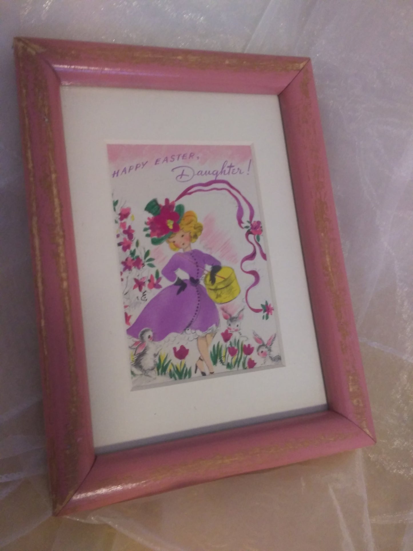 1920s Vintage Framed Easter Postcard