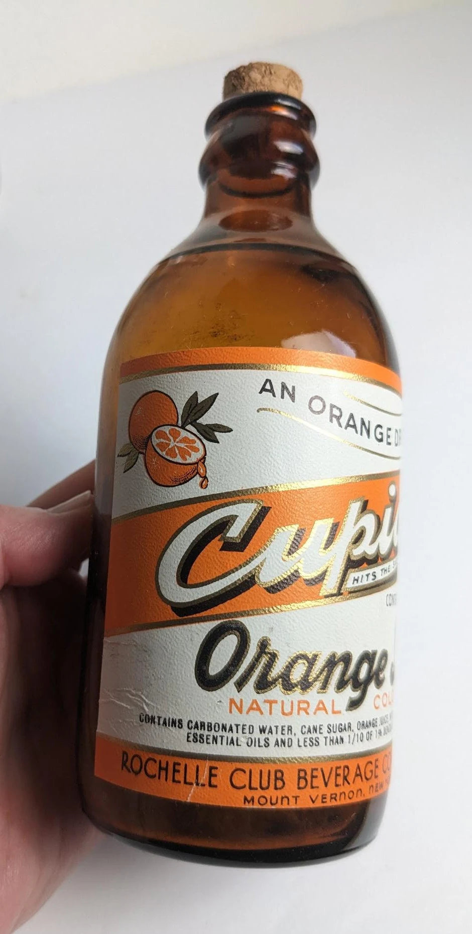 Vintage Antique Style Soda Bottles - Authentic Clem's Cola and Cupid Orange Soda Labels