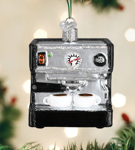 Barista Espresso Machine Blown Glass Hanging Tree Ornament by Old World Christmas