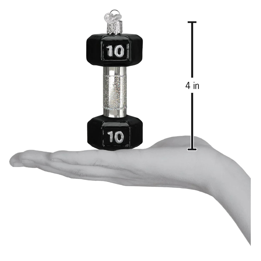 Workout Weightlifting Dumbbell Ten Pounds - Blown Glass Tree Ornament by Old World Christmas