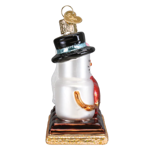 S'mores In Love Bride and Groom Couple Snowman Style Blown Glass Tree Ornament by Old World Christmas Ornament