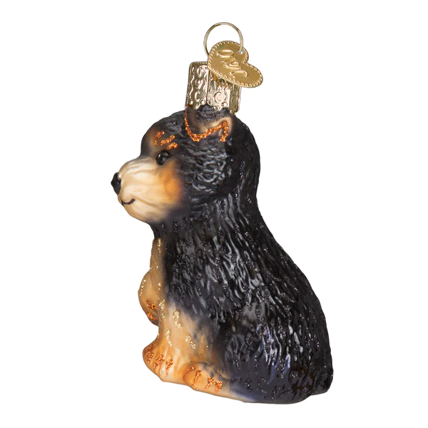 Yorkie Puppy Yorkshire Terrier Dog Blown Glass Tree Ornament by Old World Christmas Ornament