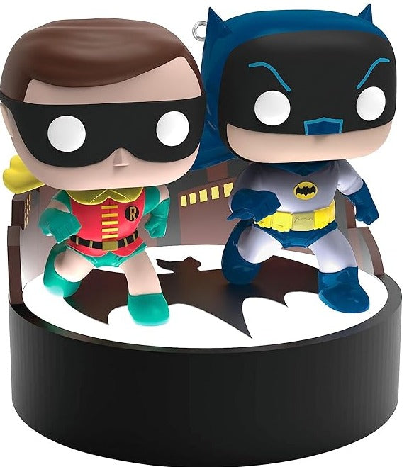 Batman & Robin Funko Pop - Magic Light and Sound Hallmark Christmas Tree Ornament 2023