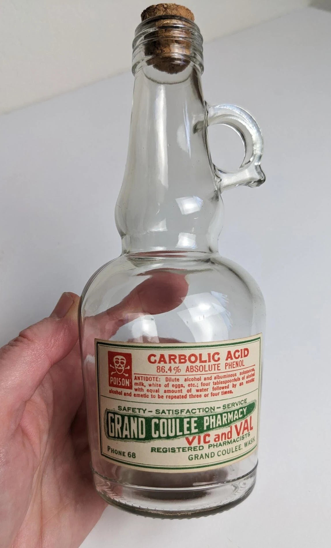 Vintage Antique Style Bottles - Authentic Carbolic Acid, Oil Polish and Poison Labels