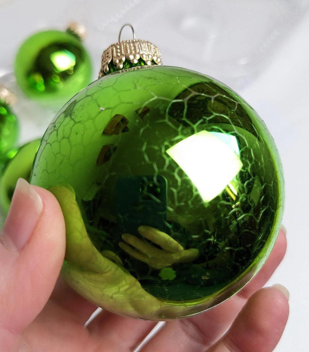 Vintage Krebs Green Christmas Ornaments