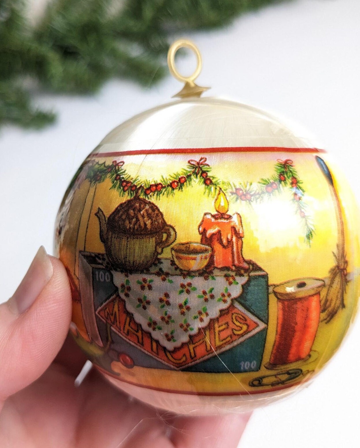 Vintage Satin Twas The Night Before Christmas Ornament