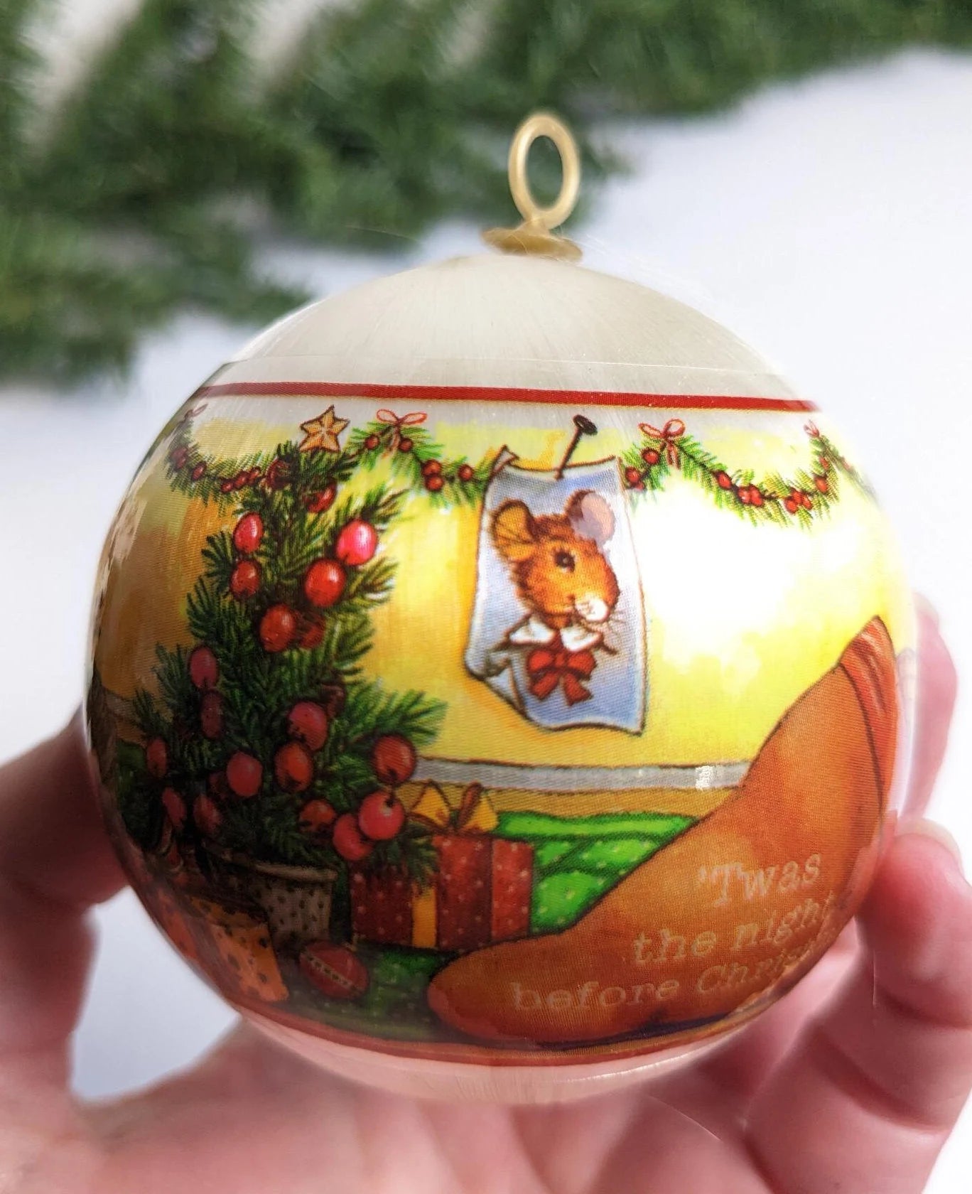Vintage Satin Twas The Night Before Christmas Ornament