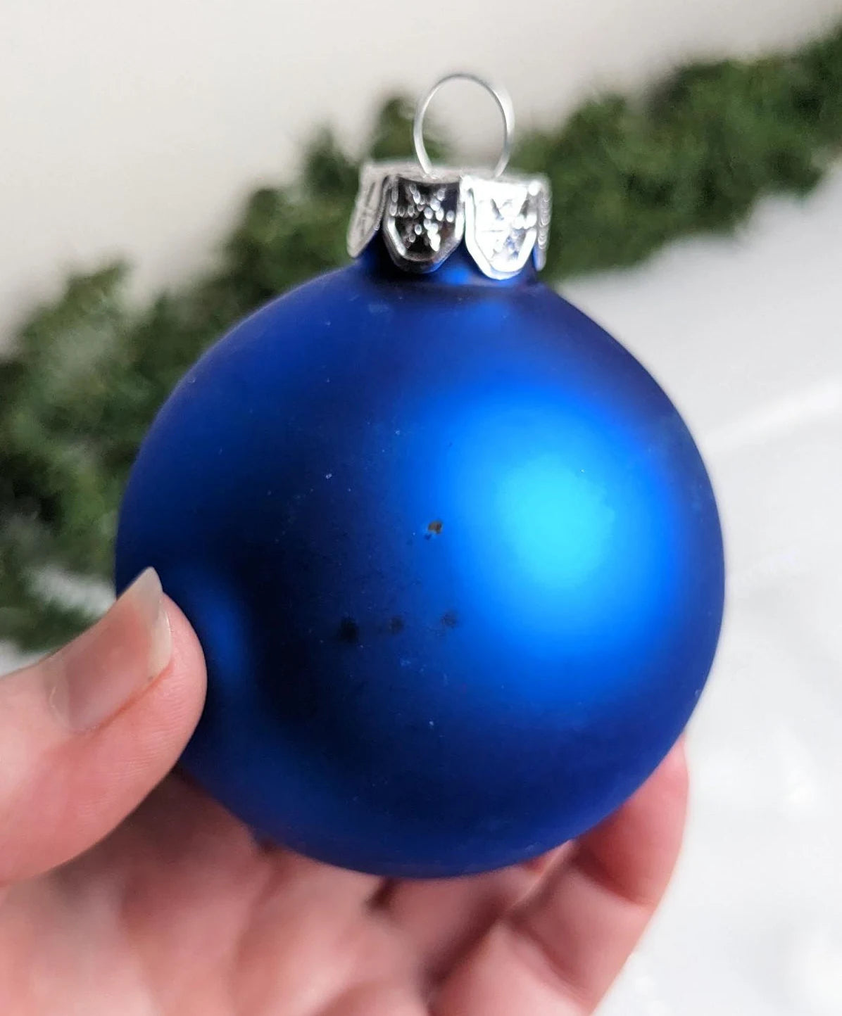 Navy Blue Boho Ornaments with Pink Flowers