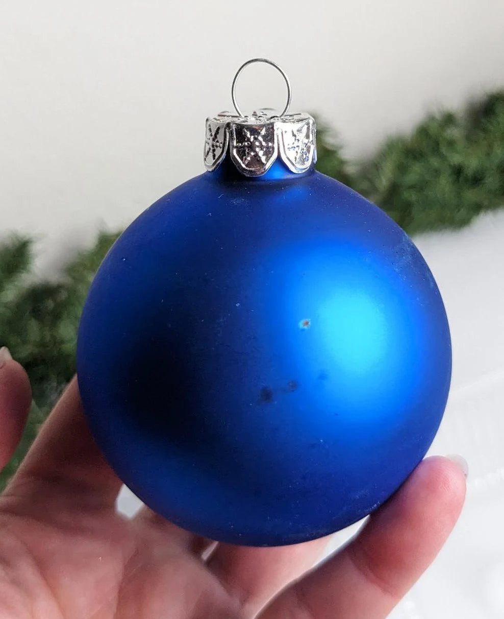 Navy Blue Boho Ornaments with Pink Flowers