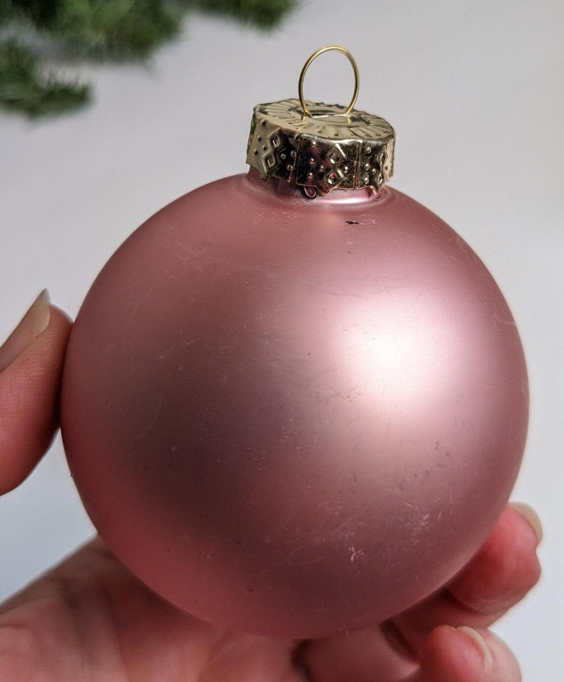 Vintage Soft Pink Christmas Ornament Set