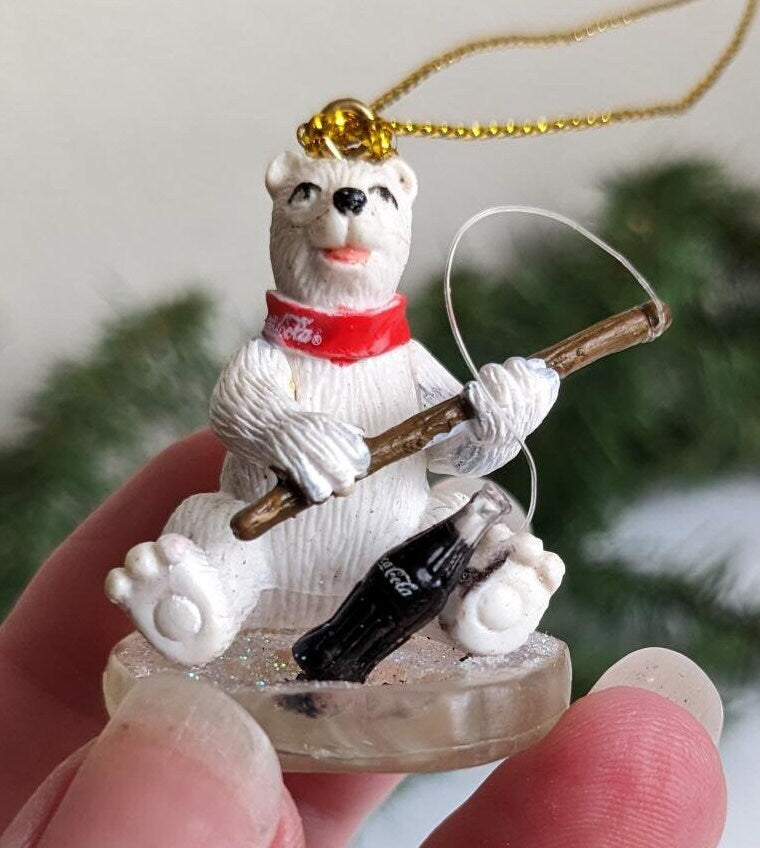 Miniature Polar Bear Coca Cola Christmas Ornaments