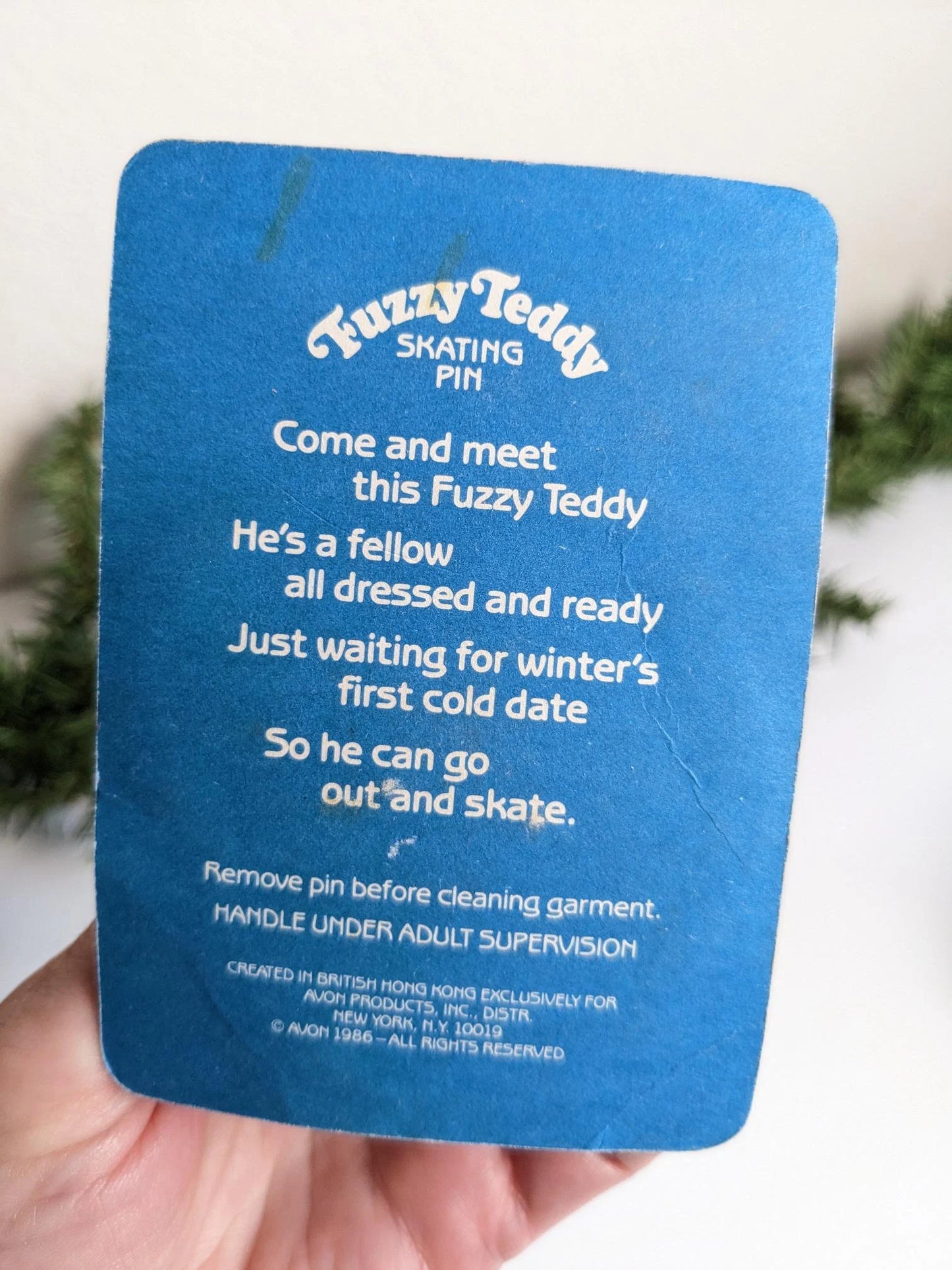 Fuzzy Teddy Skating Christmas Pin