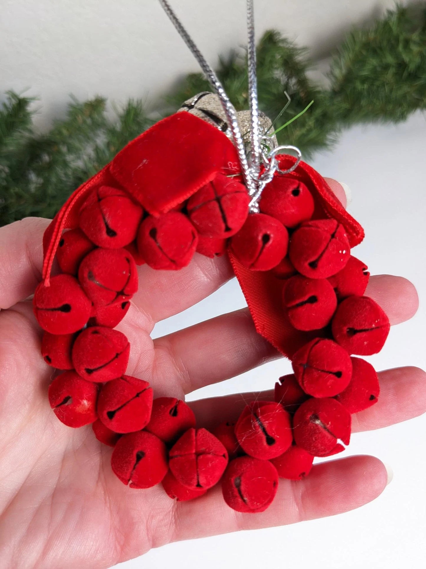 Vintage Red Bell Wreath Christmas Ornament