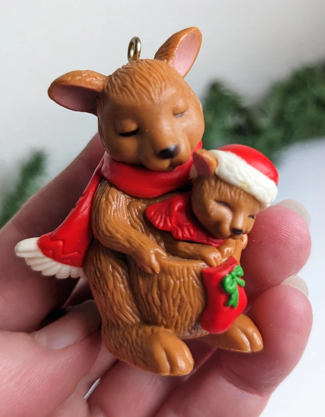 Vintage Hoppy Holidays Kangaroo Christmas Ornament